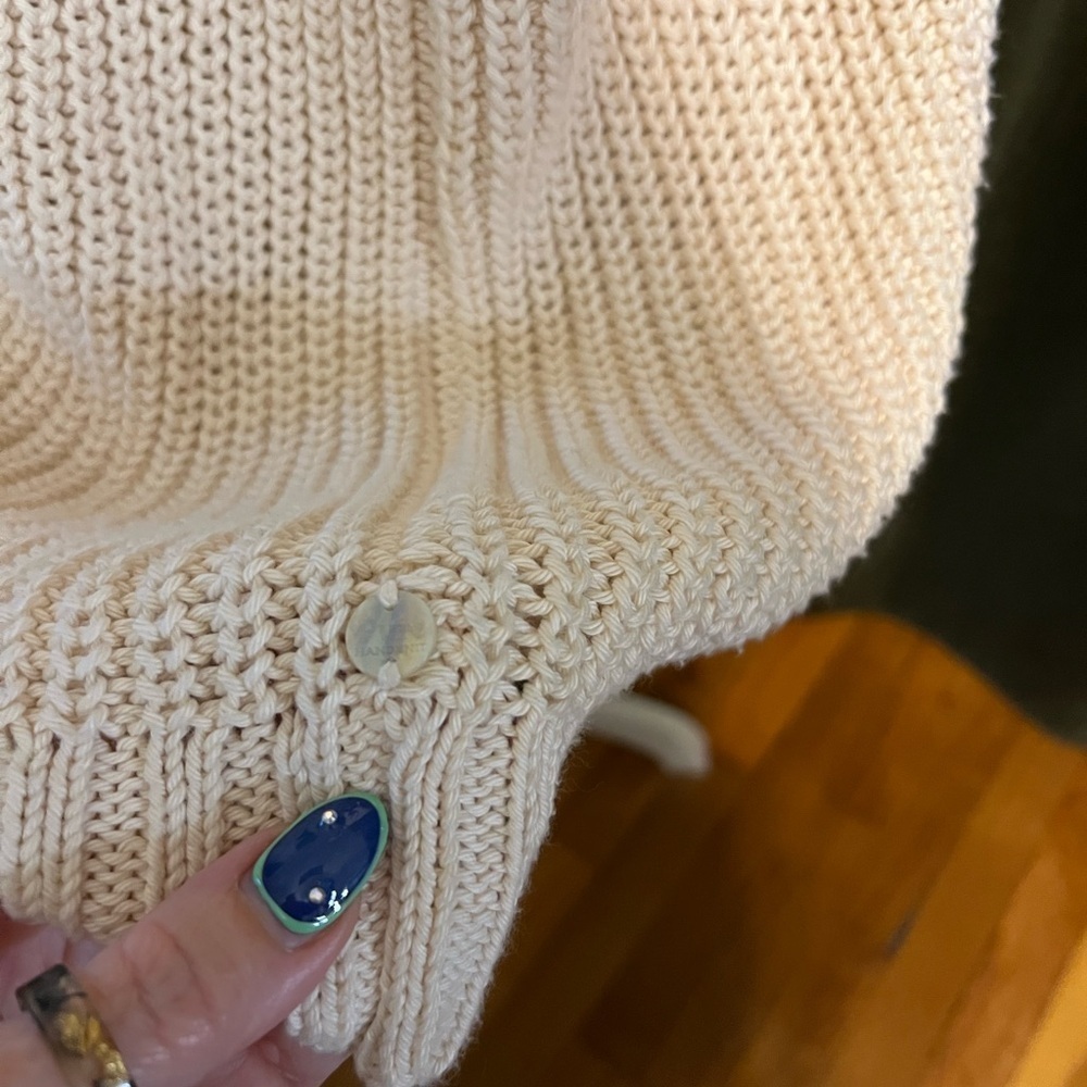 Pure Knit Cream cotton Knit Zip-Up poncho Vest s/m - Picture 3 of 5